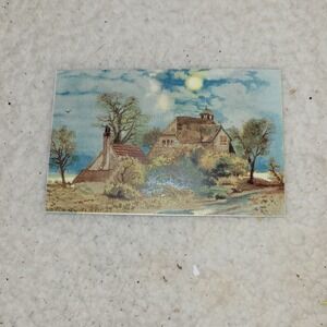 Antique Moonlit Landscape Postcard Cottage Countryside Printed in Germany c1910‎